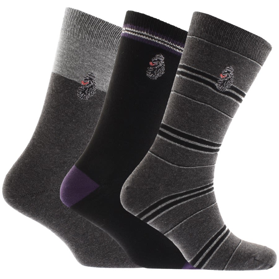 Alternative Image for ProductLuke 1977 Three Pack Bovey Gift Set Socks Grey1